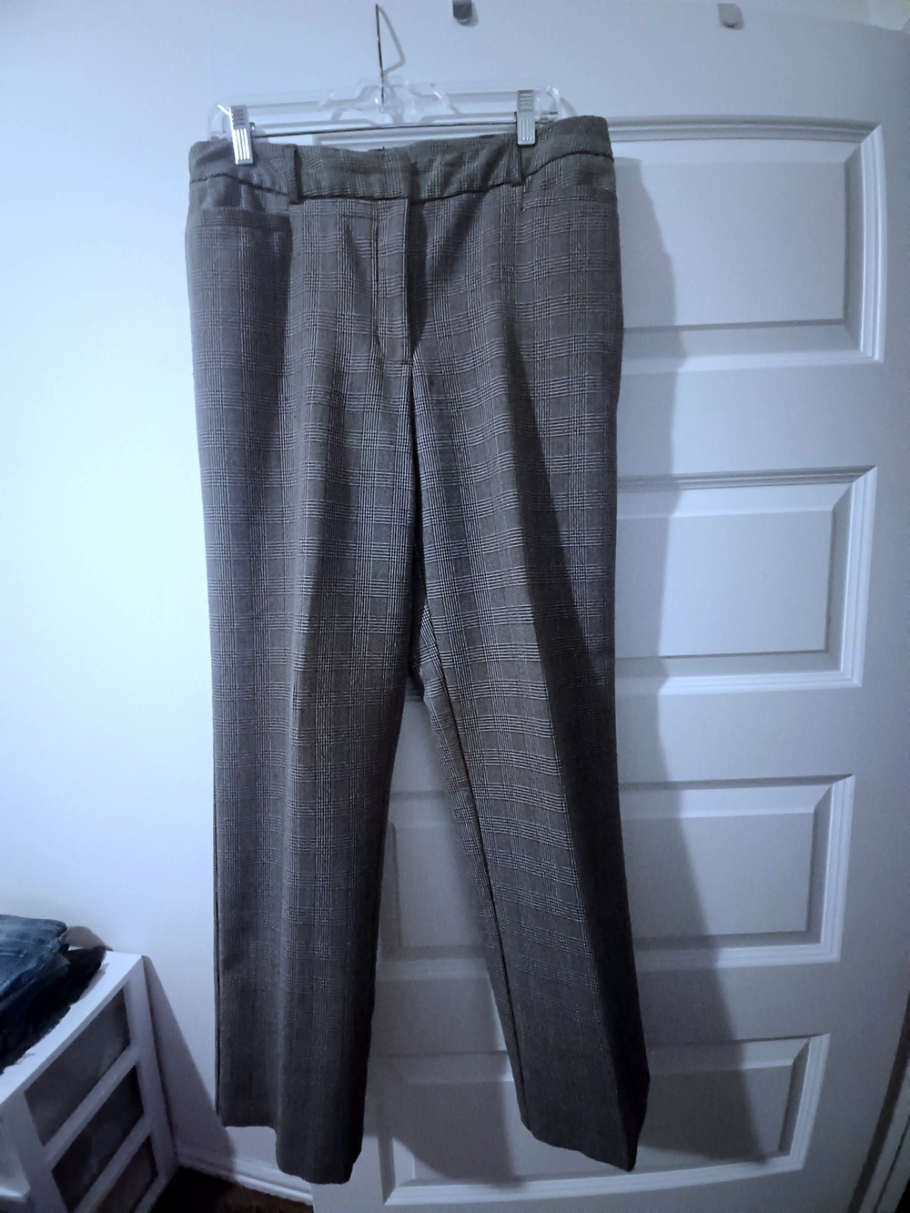 KIM ROGERS Classic Plaid Straight-Leg Women's Pants - Gray